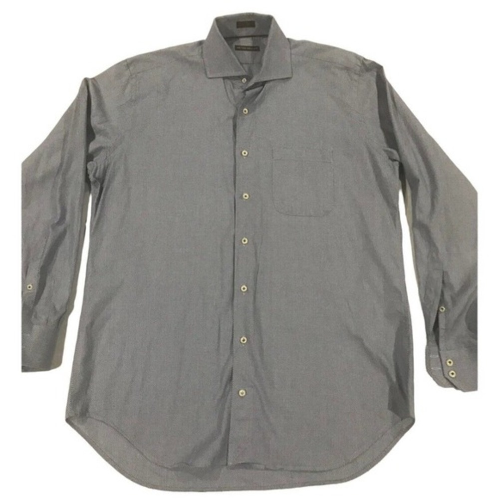 Peter Millar Mens Shirt Blue Geometric Long Sleeve Button Up Cotton Large‎ VGC